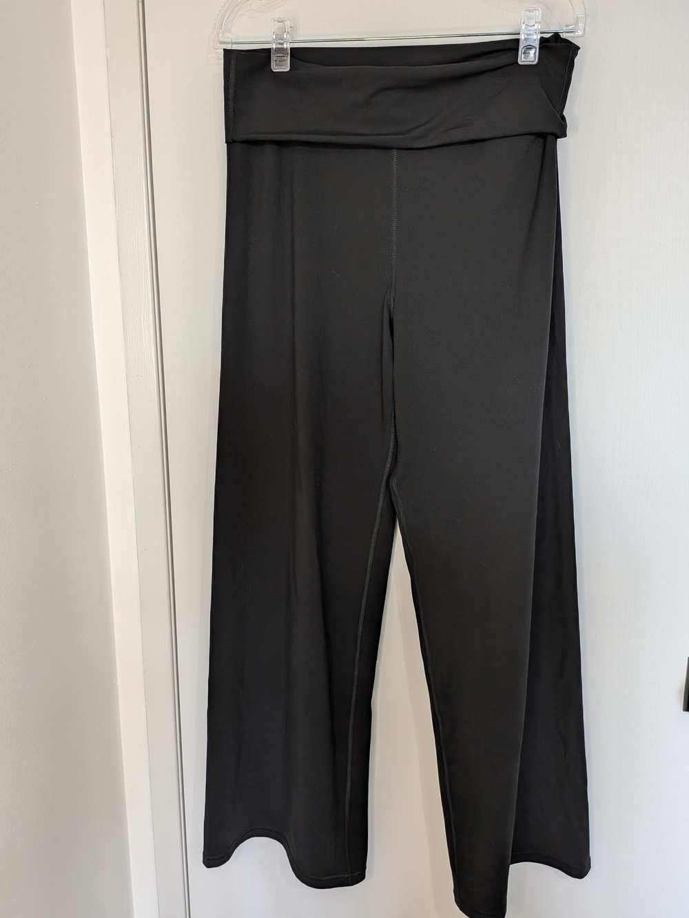 Fabletics Black Wide-Leg Fold-Over Waist Pants